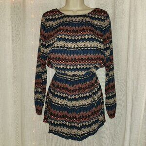 One Clothing Orange and Blue Bishop Sleeve Jumpsuit